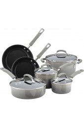 Rachael Ray Brights Nonstick Cookware Pots and Pans Set Sea -Salt Gray
