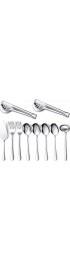 Serving Utensils Include Large Serving Spoons Slotted Serving Spoons Serving Forks Serving Tongs Soup Ladle and Pie Server Buffet Catering Serving Utensils for Dishwasher Safe Silver 10