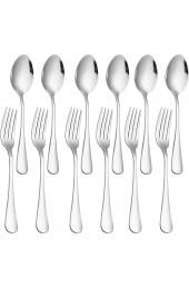 Set Of 12 Stainless Steel Dinner Forks and Spoons Silverware Set Heavy-Duty Forks 8 Inch and Spoons 7.2 Inch Cutlery Set Dishwasher Safe