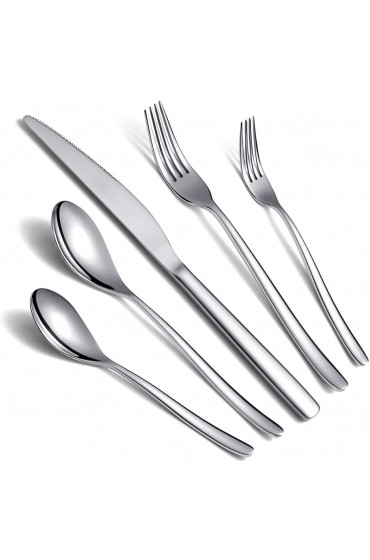 Silverware Set 20 Pieces Stainless Steel Flatware Set Mirror Polish Cutlery Set Utensil Sets Service Set for 4 Silver