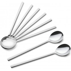 Spoons 8 Pieces Stainless Steel Korean Spoons,8.5 Inch Soup Spoons Korean Spoons with Long Handles Rice Spoon Asian Soup Spoon for Home Kitchen or Restaurant