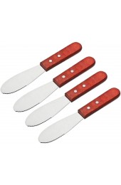 Stainless Steel Straight Edge Wide Butter Spreader Deluxe Sandwich Cream Cheese Condiment Knives Set Kitchen Tools Wood Handle 8” 4