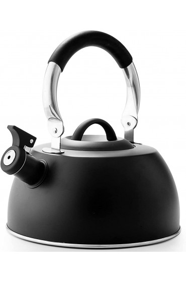 Suyika Tea Kettle Stovetop 3 Quart Stainless Steel Whistling Tea Pots for Stove Top with Cool Touch Ergonomic Handle Teapot Black