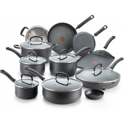 T-fal Ultimate Hard Anodized Nonstick 17 Piece Cookware Set Black