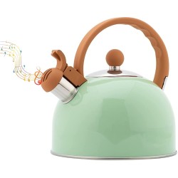 Tea Kettle Stainless Steel Tea Pot,Tea Kettle for Stove Top Stovetop Whistling Teapot Tea Kettles Stovetop Whistling with Cool Grip Ergonomic Handle 2.5 Liter 2.6-Quart Light Green