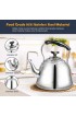 Tea Kettle Stovetop Whistling Teakettle ClassicTeapot Stainless Steel Tea Pots for Stove Top with Heat-resistant Folding Handle Mirror Finish 2 liters