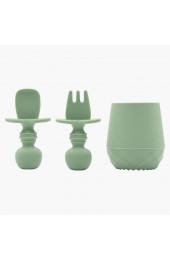 Tooshka Silicone Baby Utensils & Tiny Cup Bpa Free Baby Led Weaning Baby Spoon Fork & Training Cup for 6 Months+ Anti-Choke Baby Feeding Supplies Sage