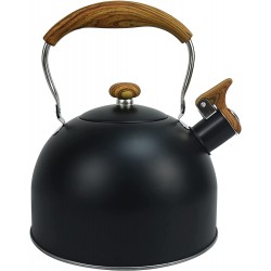 Tottshak Tea kettle 2.5 Quart Tea Kettle Stovetop Whistling Teapot Stainless Steel Tea Pot with Pattern Handle Anti-Hot Handle and Anti-slip Suitable for All Heat Sources Black