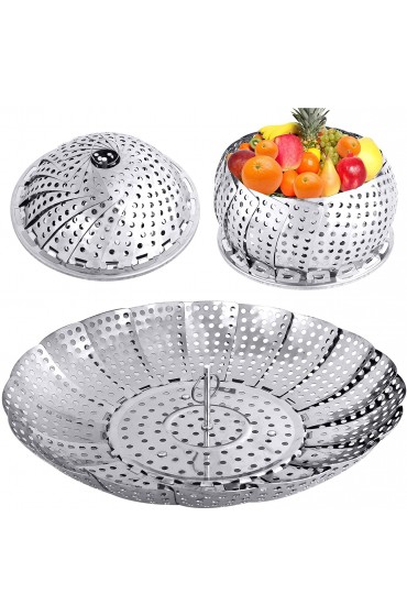YLYL Veggie Vegetable Steamer Basket Folding Steaming Basket Metal Stainless Steel Steamer Basket Insert Collapsible Steamer Baskets for Cooking Food Expandable Fit Various Size Pot5.9 to 9.8