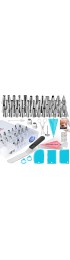 100PCs Piping Bags and Tips Set -48 Numbered Icing Tips Cookie Cupcake Cake Decorating Kit Baking Supplies Tools Cake Frosting Piping Tips Reusable & Disposable Pastry Bags Icing Spatula & Smoother
