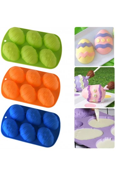 3 PCS Easter Egg Silicone Mold for Cake Jelly Pudding Cocoa Chocolate Bombs Chocolate Ball Painted Eggshell Maker Ice Cube Trays Easter Egg Shell Stencil Pastry Baking Dessert Mould