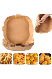 Air Fryer Disposable Paper Liners Square Parchment Cooking Non-Stick Liner Baking Roasting Food Grade Paper for Air Fryer Microwave Oven Frying Pan Oil-proof Water-proof 50PCS 7.9 Inch Natural