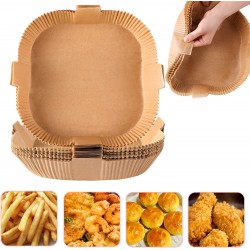 Air Fryer Disposable Paper Liners Square Parchment Cooking Non-Stick Liner Baking Roasting Food Grade Paper for Air Fryer Microwave Oven Frying Pan Oil-proof Water-proof 50PCS 7.9 Inch Natural