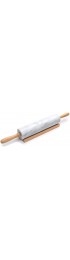 Fox Run White Marble Rolling Pin with Wooden Cradle 2.5 x 18 x 2.5 inches
