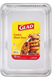 Glad Disposable Bakeware Aluminum Rectangular Cookie Sheets for Baking and Roasting 12 Count | 16 x 11 x 0.25 Textured Sheet for Easy Removal Made from Recyclable Aluminum