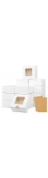 Moretoes 30pcs Bakery Boxes 6x6x3 Inches White Cookie Box with Window for Small Pie Strawberry Cupcake and Pastry