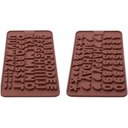 Silicone Letter Mold and Number Chocolate Molds with Happy Birthday Cake Decorations Symbols 2pcs
