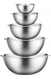 Stainless Steel Mixing Bowls Set of 5 Stainless Steel Mixing Bowl Set Easy To Clean Nesting Bowls for Space Saving Storage Great for Cooking Baking Prepping