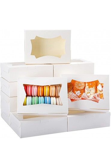 Tomnk 50pcs 8 Inch Cookie Boxes for Strawberries Bakery Boxes with Window for Pies Cupcakes Biscuits Candy Muffins Donuts 8x6x2.5 Inches