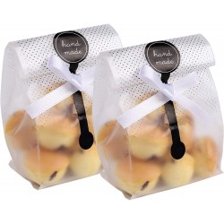 YunKo 100 Pack Cookie Bags Translucent Plastic Candy Bags Treat Bags for Mini Loaf,Bundt Cake,Hot Cocoa Bomb Packaging with Stickers