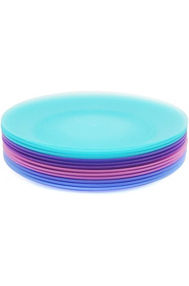 10-inch Plastic Dinner Plates Reusable Plates Picnic Plates | Set of 12 in Coastal Colors