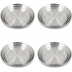 12 Pcs stainless steel Round plates set for food Children Use Safe Reusable Dinner Plates for Fruit ,Biscuits,Barbecue Silver