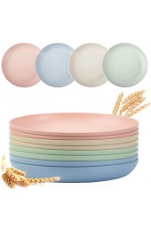 8 Pack Plastic Plates Reusable OAMCEG 10 Inches Unbreakable Eco-Friendly Lightweight Wheat Straw Plates Salad Plates Camping Plates Dinner Plates Dishwasher & Microwave Safe BPA FREE