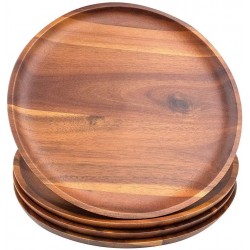Acacia Wood Dinner Plates AIDEA 11Inch Round Wood Plates Set of 4 Easy Cleaning & Lightweight for Dishes Snack Dessert Unbreakable Classic Plate