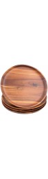Acacia Wood Dinner Plates AIDEA 11Inch Round Wood Plates Set of 4 Easy Cleaning & Lightweight for Dishes Snack Dessert Unbreakable Classic Plate