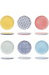 Amazingware Porcelain Dessert Salad Plates 8 Inch Set of 6 Assorted Designs