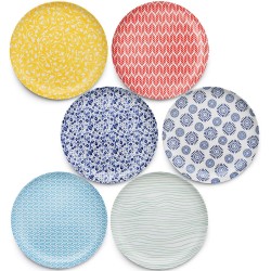 Amazingware Porcelain Dessert Salad Plates 8 Inch Set of 6 Assorted Designs