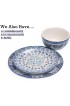 Bico Blue Talavera Dinner Plates Set of 4 Ceramic 11 inch for Pasta Salad Maincourse Microwave & Dishwasher Safe