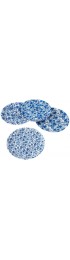 Blue & White Floral Pattern Picnic Dinner Plate 9 Inch Melamine Set of 4