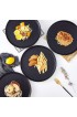 Bruntmor Elegant Matte 11-inch Ceramic Restaurant Large Round Serving Plates for Brunch Appetizer Dinner and Desserts. Microwave and Dishwasher Safe Set of 4 Matte Black Serving Plates Ceramic.