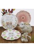 Certified International Sweet Bunny 3-D Pink Poppy 8 Salad Dessert Plates Set of 4,