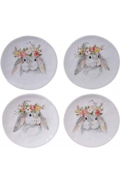 Certified International Sweet Bunny 8.5 Salad Dessert Plates,Set of 4 2 Assorted Designs Diameter Multicolored