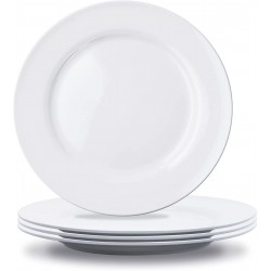 Dinner Plate Set,Accguan 10 Inch Porcelain Plates for Kitchen,White Plates for Pasta Steak Fruit,Dishwasher & Microwave SafeSet of 4