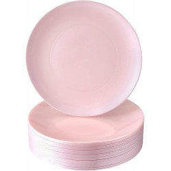 DISPOSABLE DINNER PLATES | 40 pc | Heavy Duty Plastic Dishes | Elegant Fine China Look | Opulence – Blush 10.25”