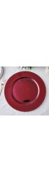 Efavormart 6 Pack 13" Burgundy Round Acrylic Beaded Charger Plates Perfect for Wedding Catering Decorations Centerpieces Events Party Tabletop Decor & Dinner Servers