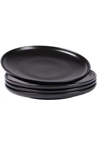 Eglaf 10'' Ceramic Matte Dinner Plates Porcelain Round Dish for Salad Pie Steak Pizza Pasta Family Dining Party Entertain Guests Restaurant Serving PlatesSet of 4 Black