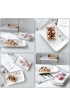 Foraineam Set of 8 Pieces 8 Inch Rectangular Porcelain Platters Dessert Appetizer Salad Plates White Serving Trays