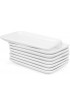 Foraineam Set of 8 Pieces 8 Inch Rectangular Porcelain Platters Dessert Appetizer Salad Plates White Serving Trays