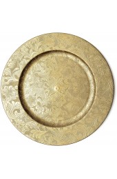Gold Floral Charger Plates 13-Inch Elegant Chargers Set of 6 For Small to Regular-Size Dinnerware & Soup Bowls Suitable for Weddings Parties Anniversary Thanksgiving
