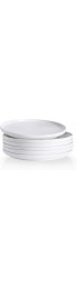 Kanwone Porcelain Dessert Salad Plates 8 Inch Set of 6 White Microwave and Dishwasher Safe Plates