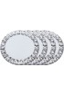 Koyal Wholesale Mirror Charger Plates Bulk Set of 4 Silver Mirrored Glass Charger Plates Round Mirror Charger Place Settings Upscale Christmas Dinnerware Holiday Tablescape Diamond Rim