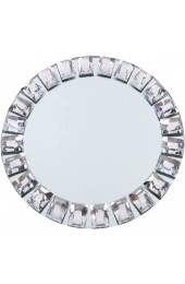 Koyal Wholesale Mirror Charger Plates Bulk Set of 4 Silver Mirrored Glass Charger Plates Round Mirror Charger Place Settings Upscale Christmas Dinnerware Holiday Tablescape Diamond Rim