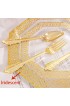 LUODA 210PCS Clear Gold Plastic Plates Iridescent Plastic Plates with Lace Design Gold Dinnerware Set Includes: 30 Dinner Plates 30 Dessert Plates 30 Cutlery Sets 30 Cups 9OZ and 30 Napkins