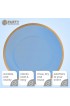 Party Bargains 13 In Charger Plates [8 Pack] Blue Gold Rim. Disposable Heavy Duty Plastic Dinner Chargers. Durable Heavy Weight Charger Service Plates. Tableware For Weddings Formal Events.