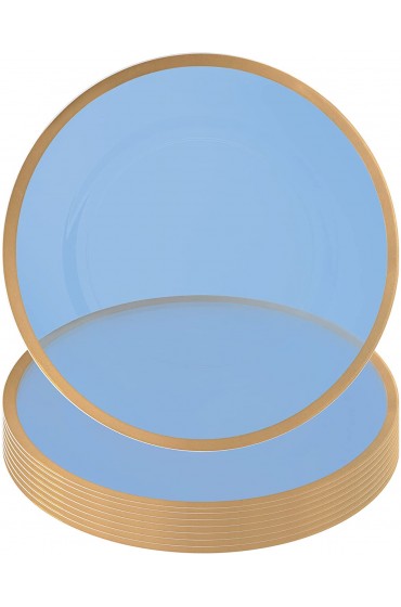 Party Bargains 13 In Charger Plates [8 Pack] Blue Gold Rim. Disposable Heavy Duty Plastic Dinner Chargers. Durable Heavy Weight Charger Service Plates. Tableware For Weddings Formal Events.
