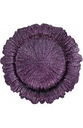 S 6 Purple colour Dia33cm reef plastic charger plate for wedding birthday,Christmas,all party decoration 6 purple